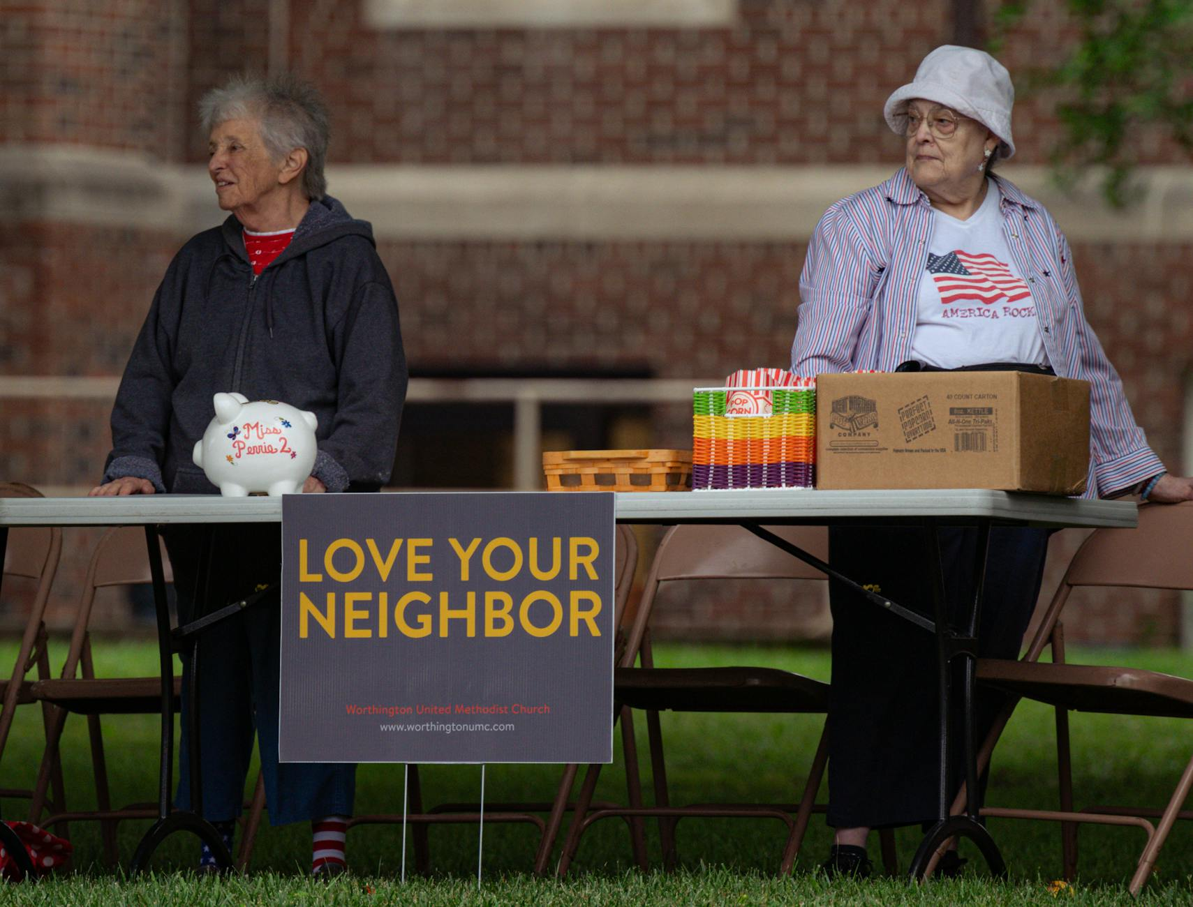 elderly women collecting votes